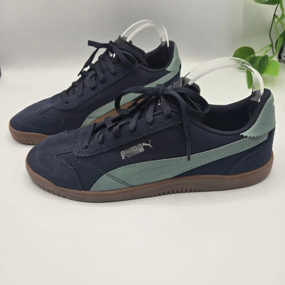 Puma Palermo Sneakers Navy Green Gum Sole Low Top 397450-05 MENS 12 NO INSOLES